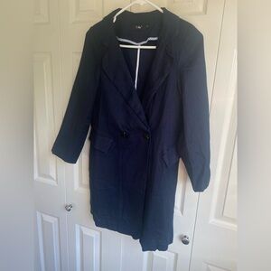 New Navy 100% Linen Long Blazer Jacket size M